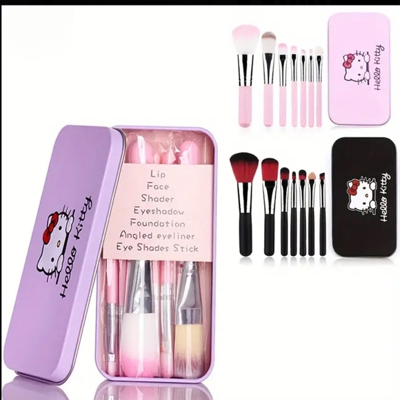 Hello Kitty makeup Organizer tin storage makeup application lavender brushes - Picture 1 of 8